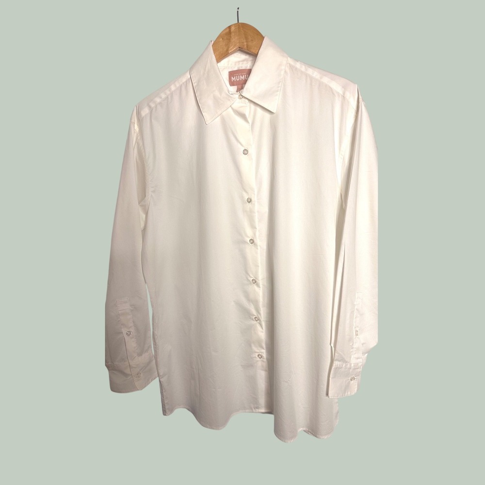 SHOW ME YOUR MUMU S Banks Button Down Shirt White Poplin Oversize Long Sleeve
